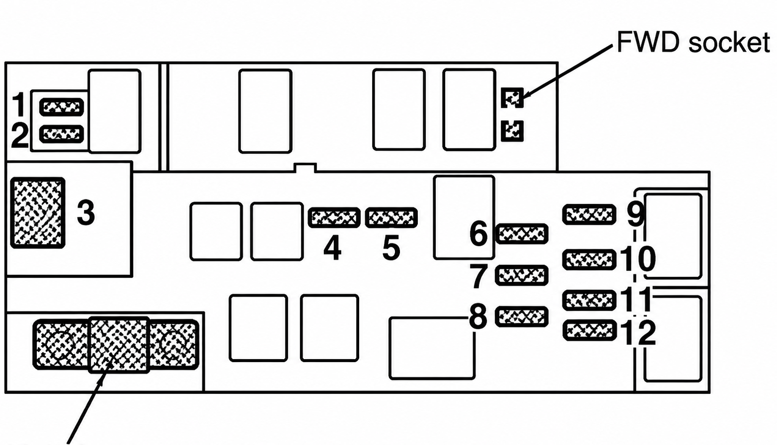 Subaru Legacy (2000 - 2004) Engine Compartment Fuse Box Diagram 2.5L