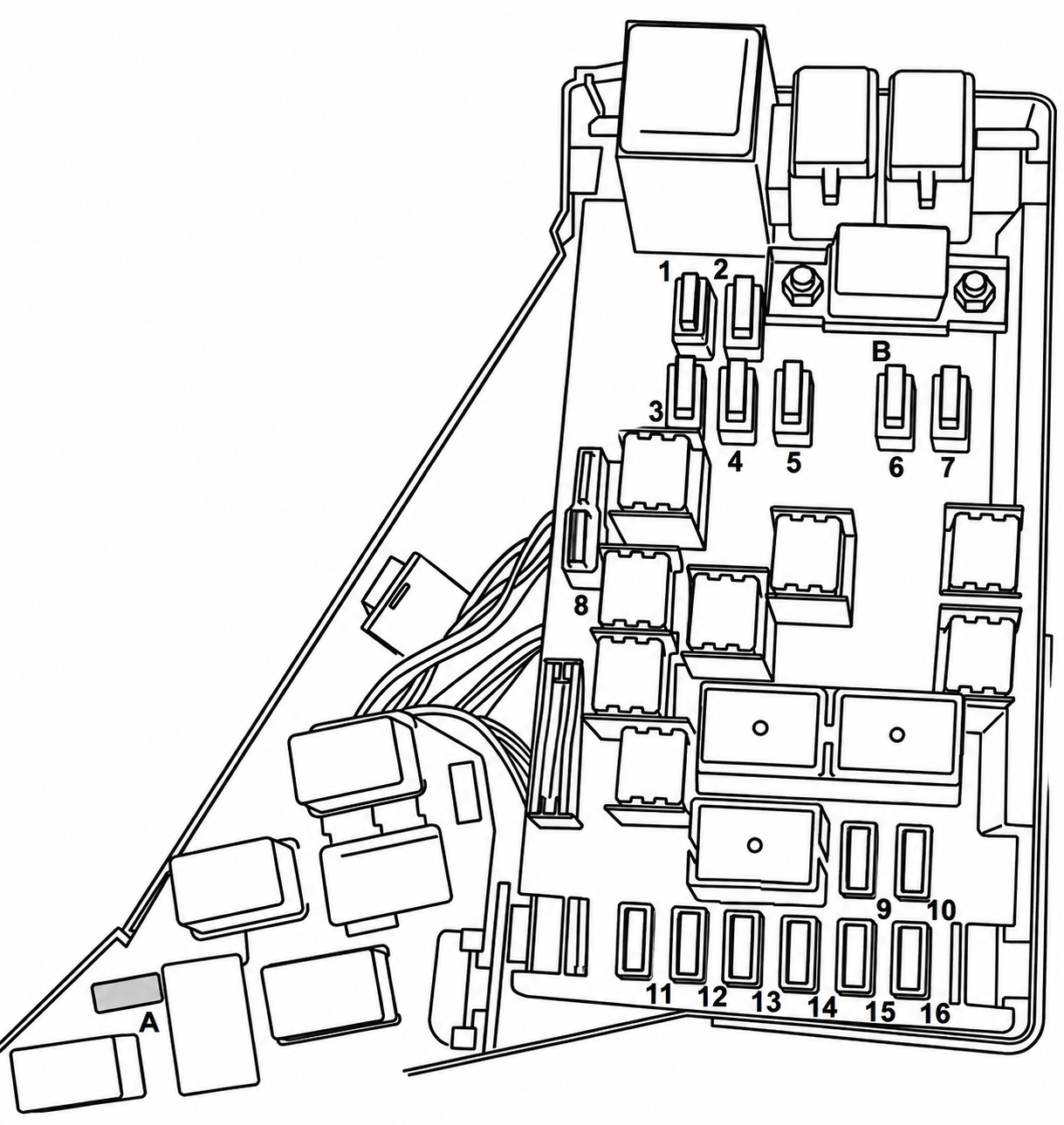 Subaru Legacy (2005 - 2009) Engine Compartment Fuse Box Diagram