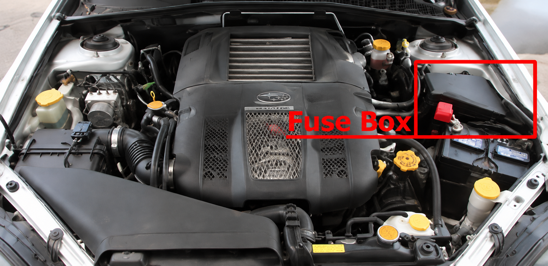 Subaru Legacy (2005 - 2009) Engine Compartment Fuse Box Location