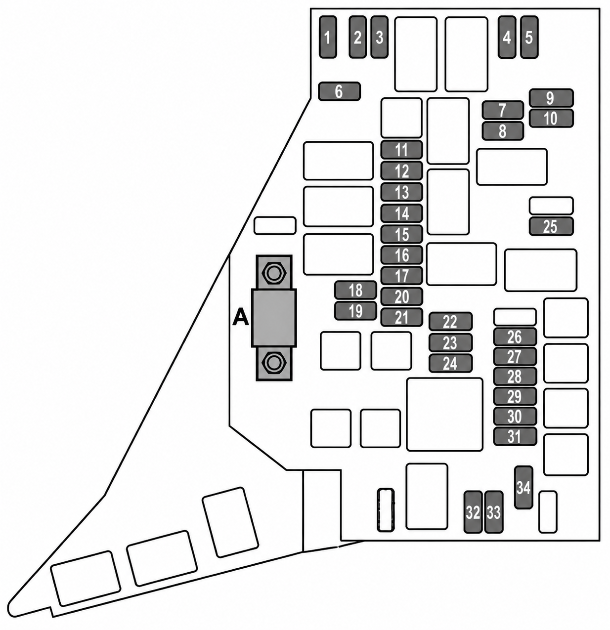 Subaru Legacy (2010 - 2014) Engine Compartment Fuse Box Diagram