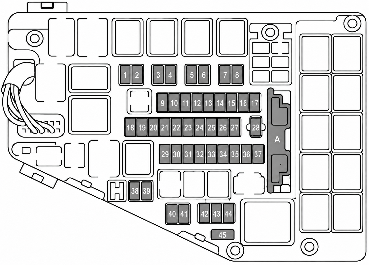Subaru Legacy (2015 - 2019) Engine Compartment Fuse Box Diagram