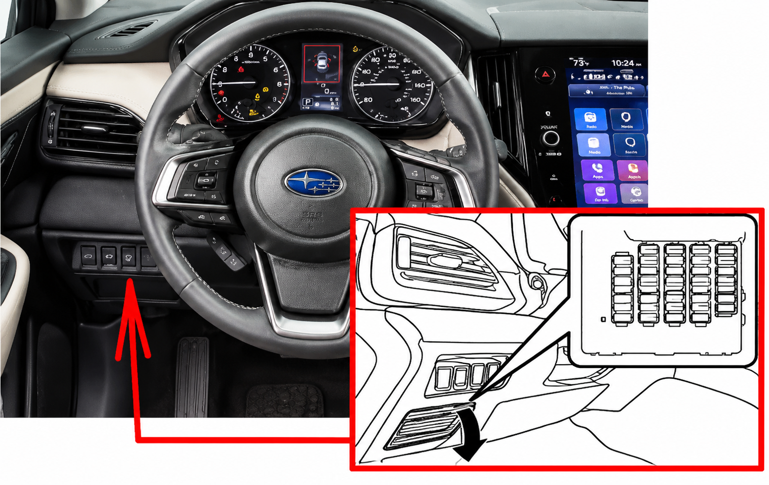 Subaru Legacy (2020 - 2025) Passenger Compartment Fuse Box Location