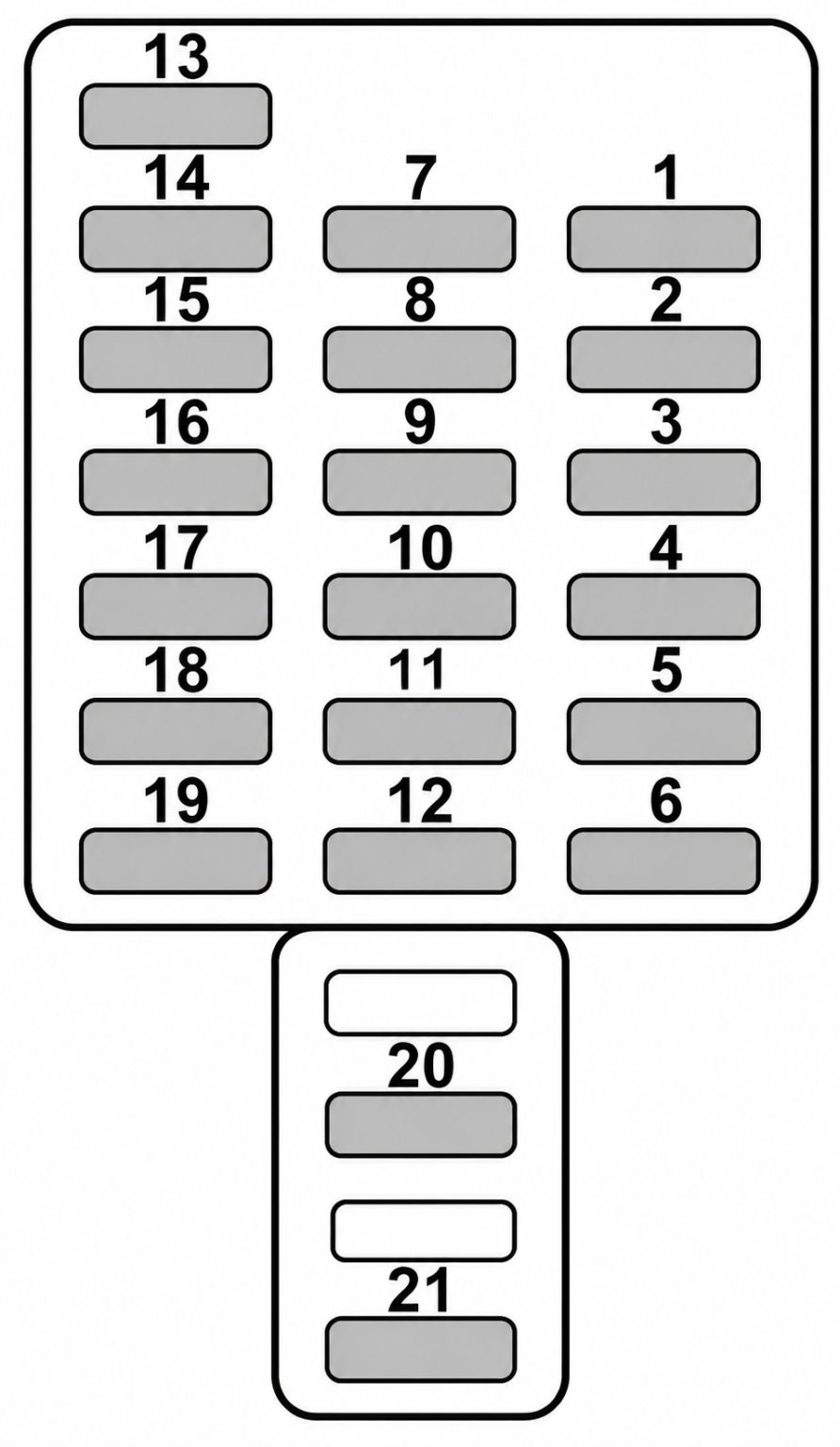 Subaru Outback (2000 - 2004) Passenger Compartment Fuse Box Diagram 2.5L