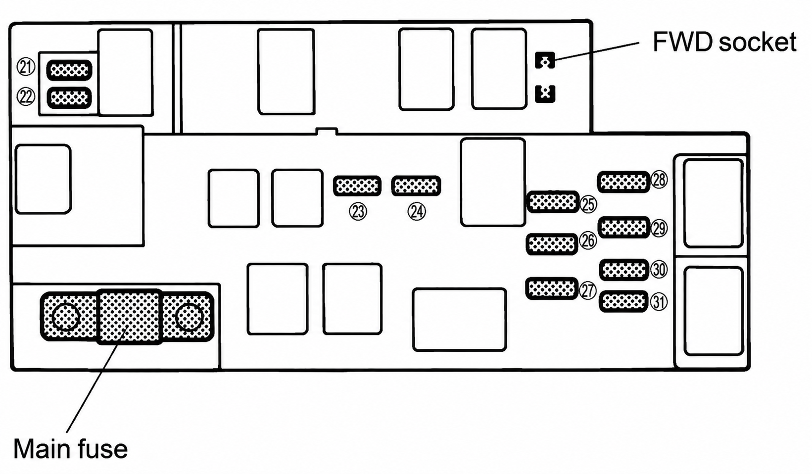 Subaru Outback (2000) Engine Compartment Fuse Box Diagram