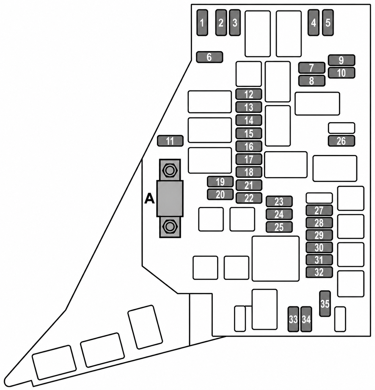 Subaru Outback (2010 - 2014 ) Engine Compartment Fuse Box Diagram