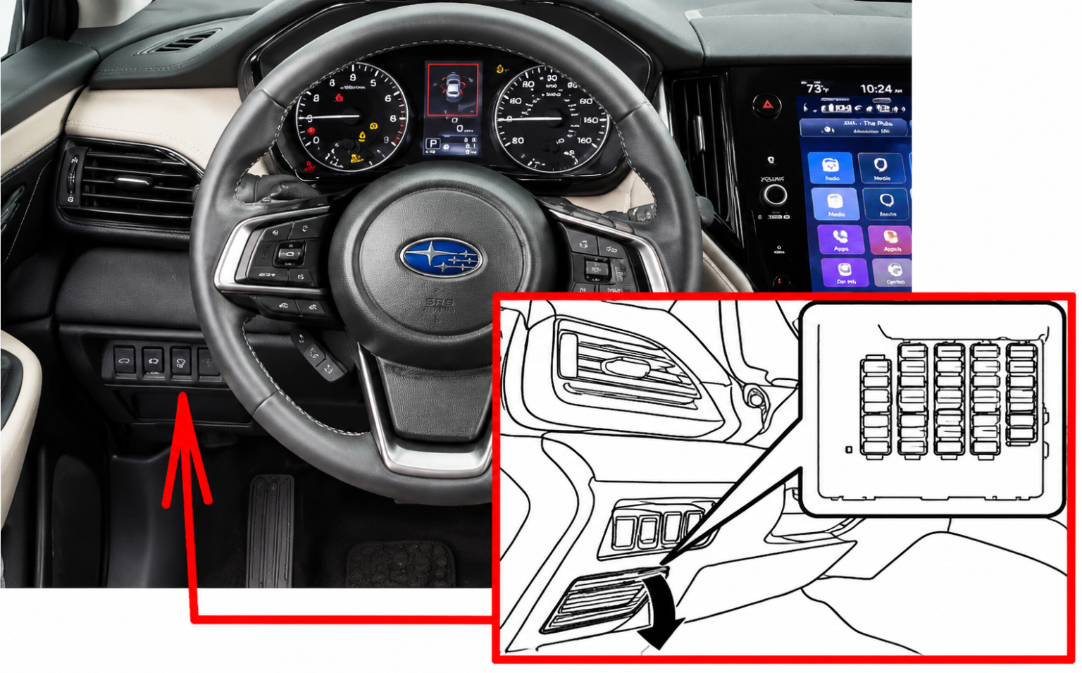 Subaru Outback (2020 - 2025) Passenger Compartment Fuse Box Location