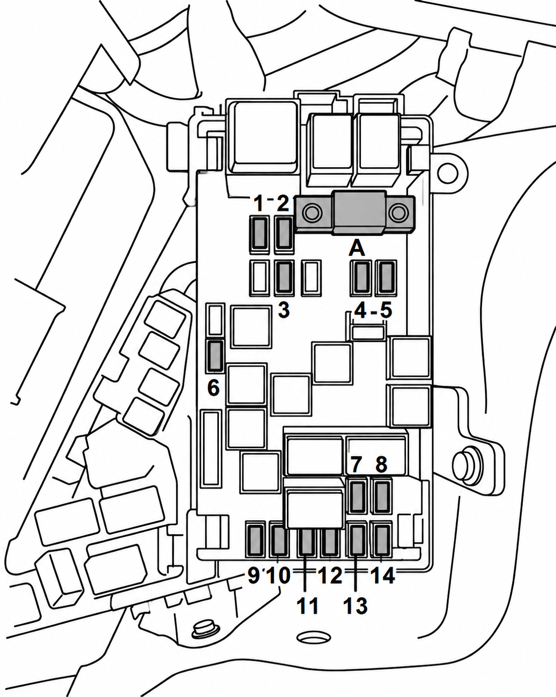 Subaru Tribeca B9 (2006 & 2007) Engine Compartment Fuse Box Diagram