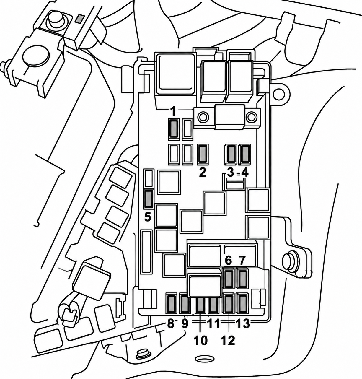 Subaru Tribeca B9 (2008 - 2009) Engine Compartment Fuse Box Diagram