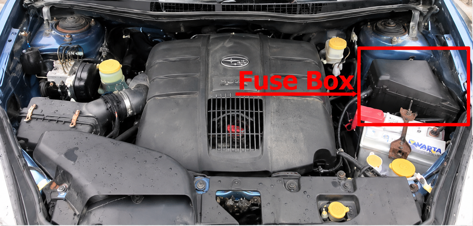 Subaru Tribeca B9 (2008 - 2014) Engine Compartment Fuse Box Location
