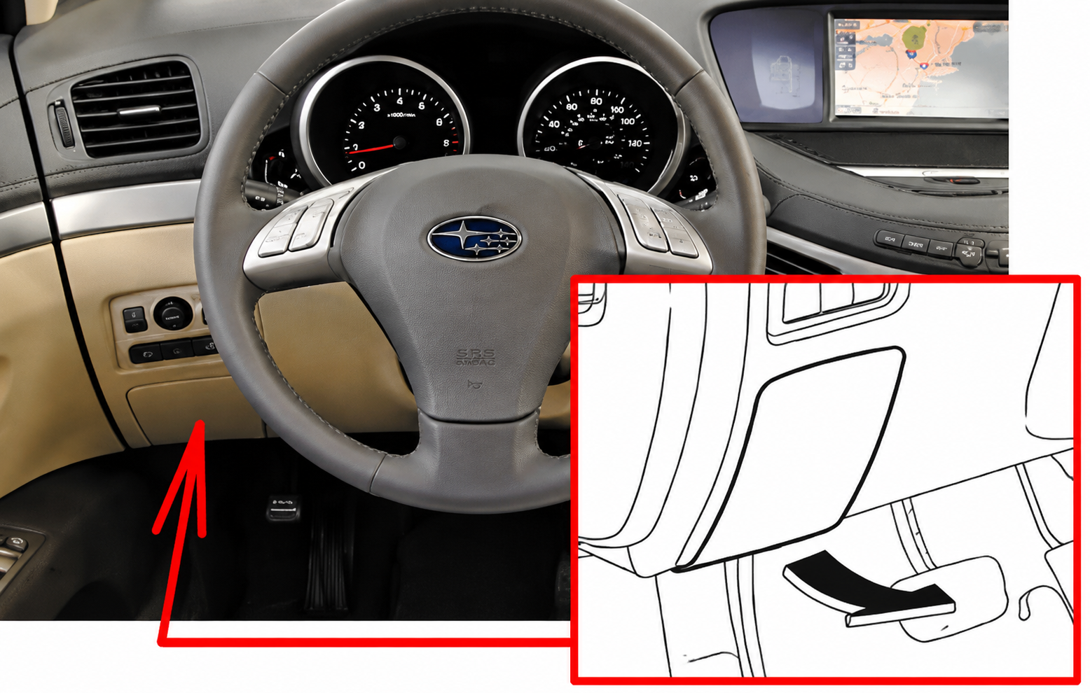 Subaru Tribeca B9 (2008 - 2014) Passenger Compartment Fuse Box Location