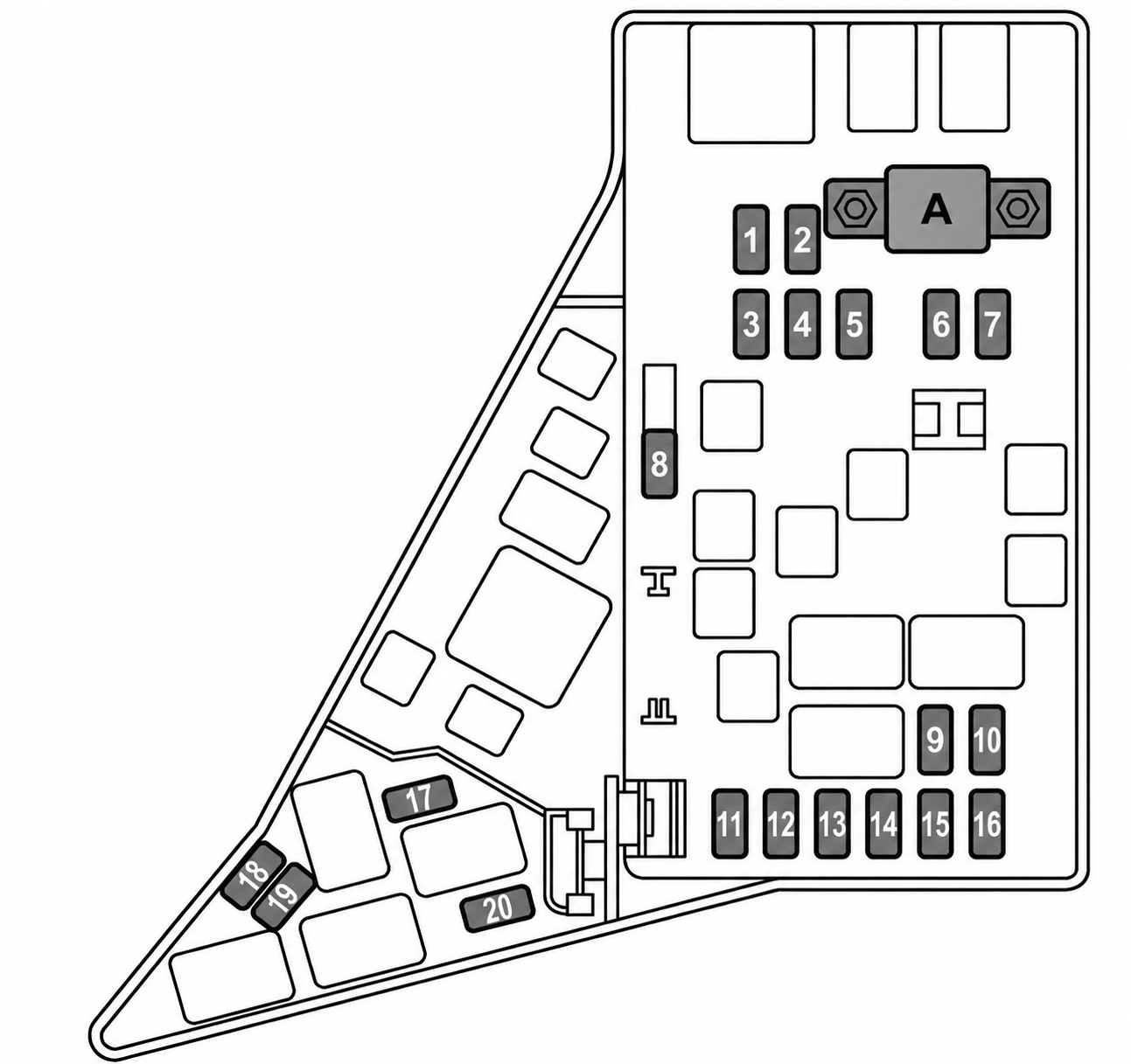 Subaru WRX (2015 - 2021) Engine Compartment Fuse Box Diagram Except STI
