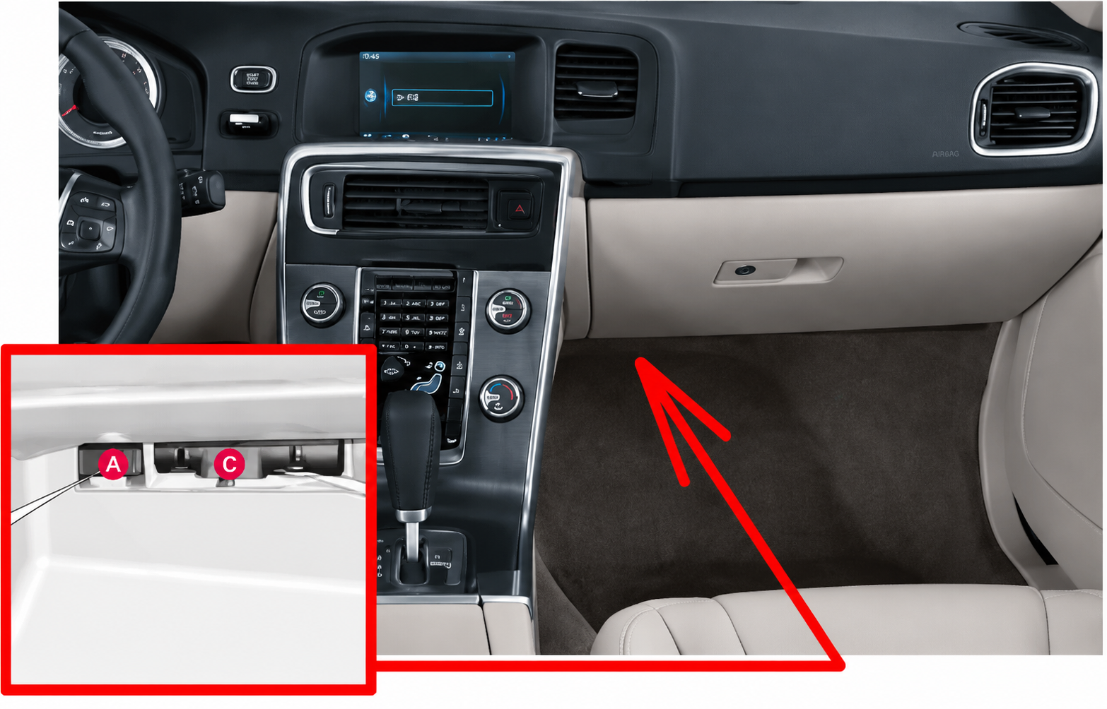 Volvo V60 (2011 - 2018) Passenger Compartment Fuse Box Location