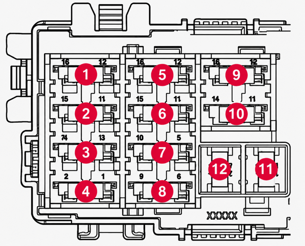 Volvo V70 XC70 (2008 - 2016) Luggage Compartment Fuse Box Diagram