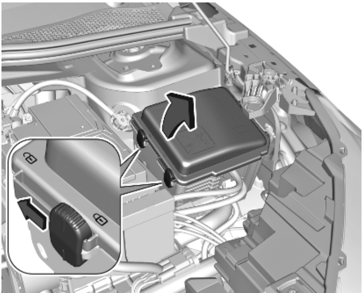 Engine compartment fuse box Location